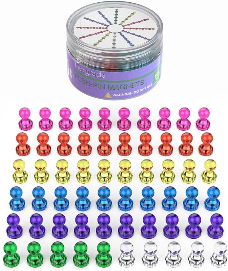 Push Pin Magnets - Tiergrade 600 Pack 7 Assorted Color Strong, Office, Use at Kitchen Home and