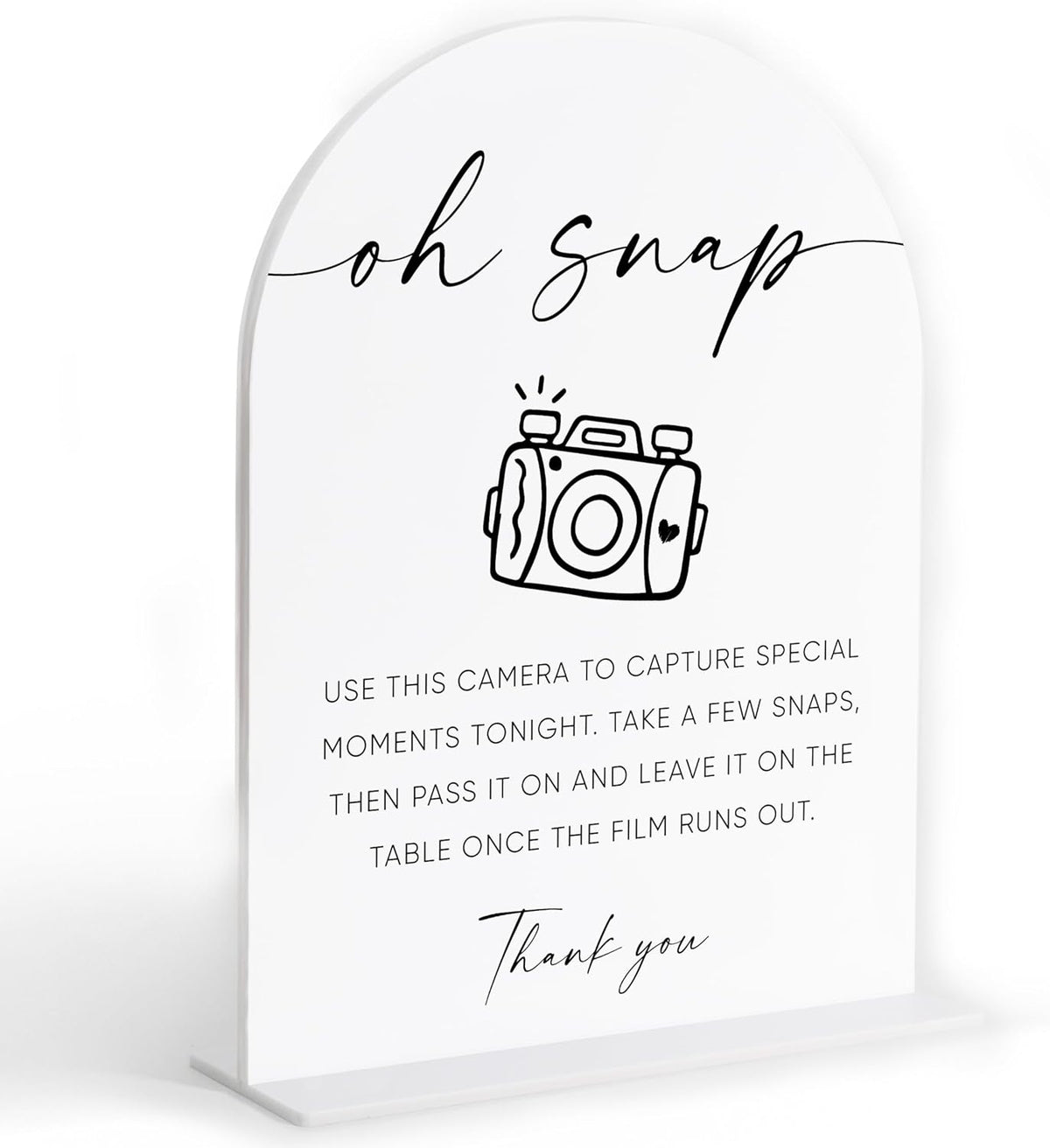 Disposable Cameras for Weddings Sign, White Arch Acrylic Sign, Wedding Reception Decorations