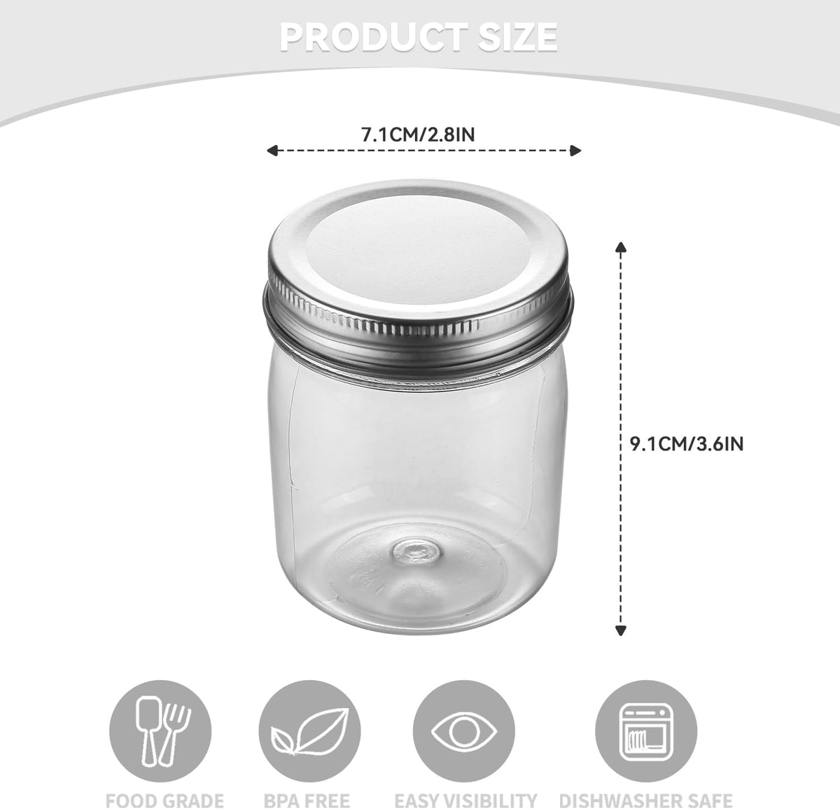 novelinks 8 oz Clear Plastic Jars with Screw-On Lids - BPA-Free Refillable Storage Containers for