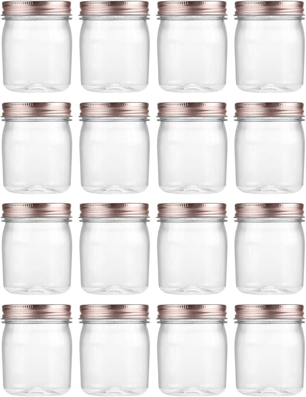 novelinks 8 oz Clear Plastic Jars with Screw-On Lids - BPA-Free Refillable Storage Containers for