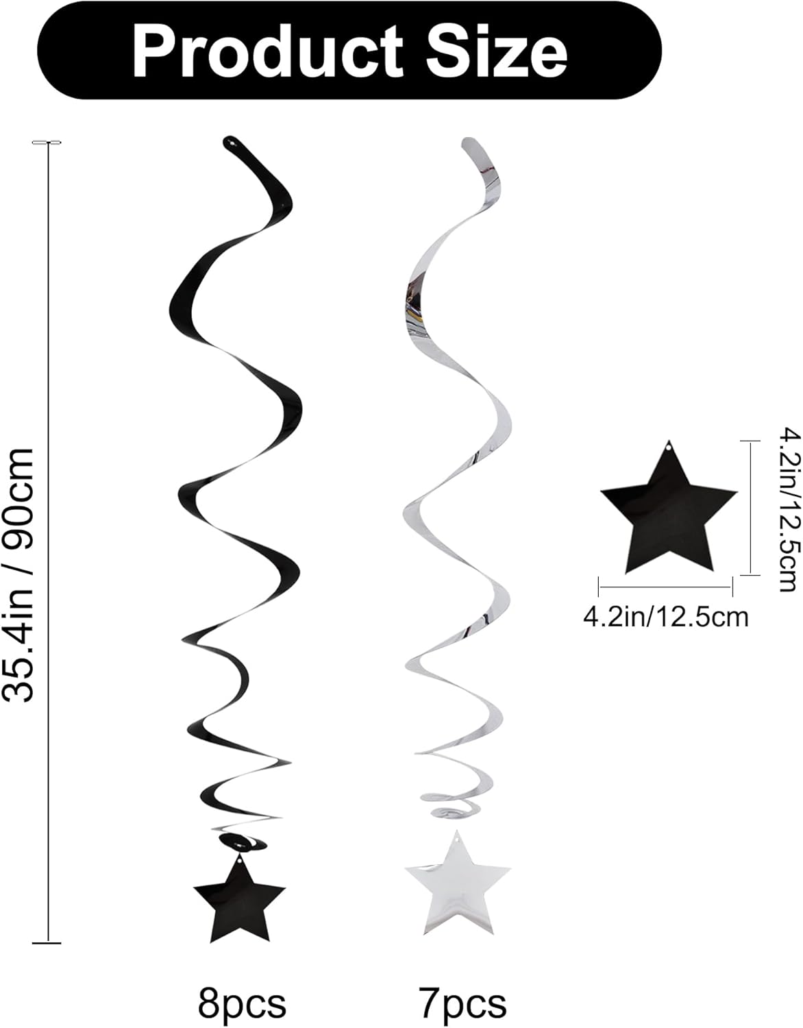 BEISHIDA Black Silver Stars Hanging Swirls Bachelorette Graduation Hanging Ornament Decorations for