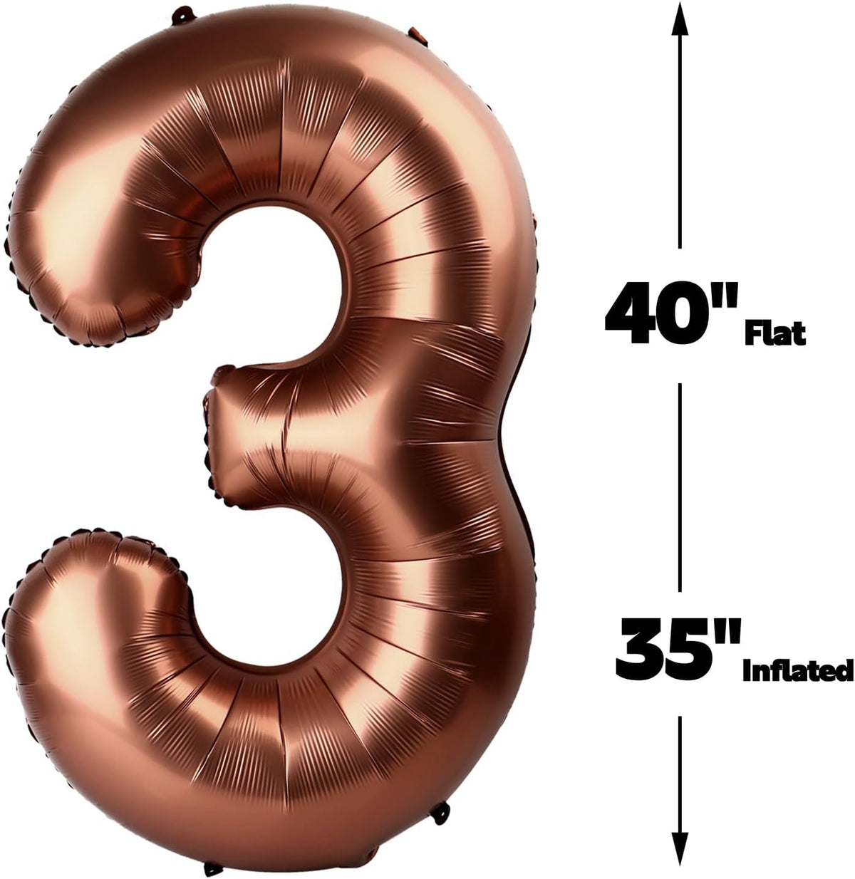 Large 40 Inch Coffee Brown 3 Number Balloon, 3 13 23 30 33 36 38 Dark Brown Birthday Party