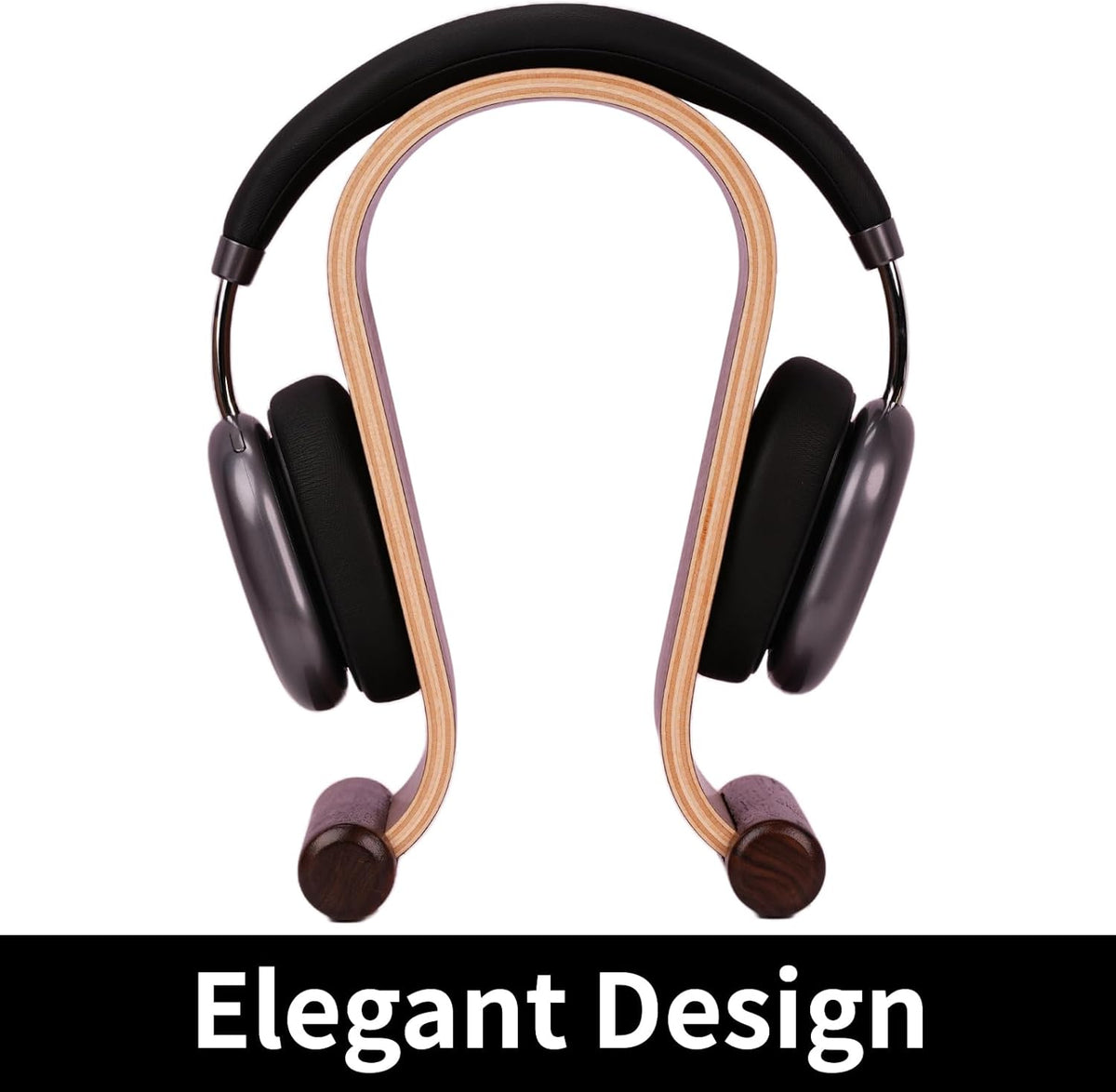 Wood Headphone Stand for Desk - Headset Holder Cute Gaming Wooden Headphones Hanger Hook Rack Base