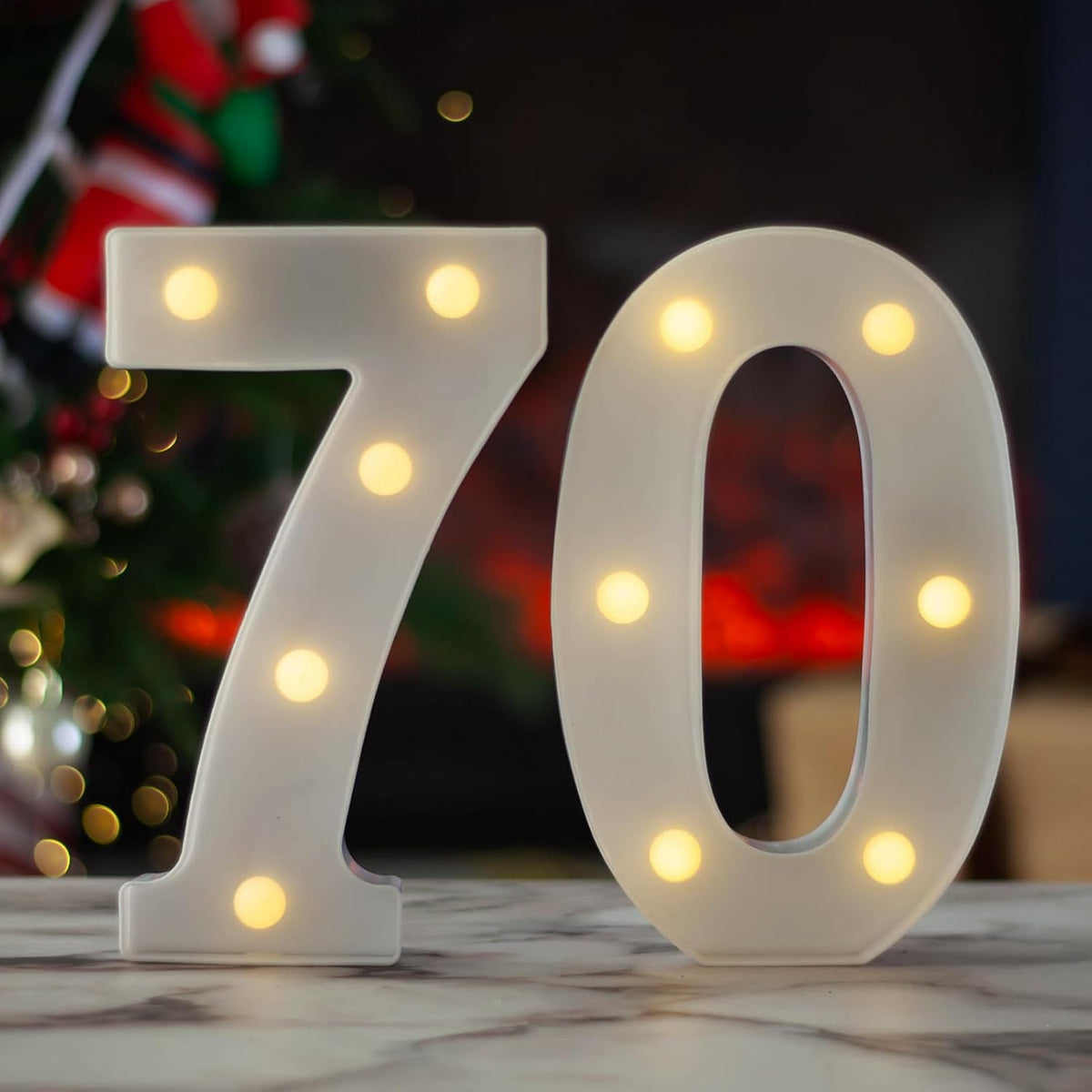 LED Marquee Letter Lights, Decorative Light Up Numbers for 70th Birthday Party, Battery Operated