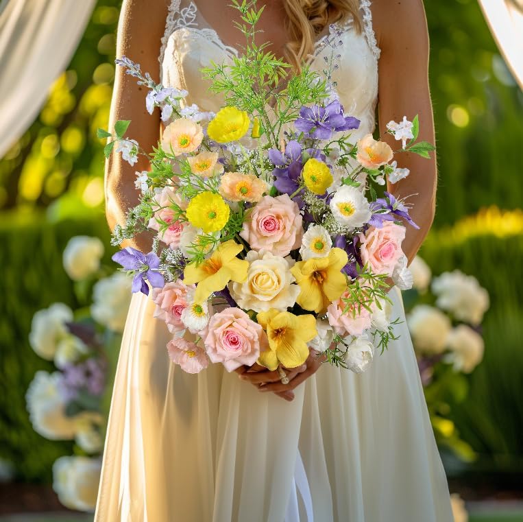 Artificial Flowers Bouquets for Bridal Wedding Home Decor Fake Floral Arrangements for Party Table