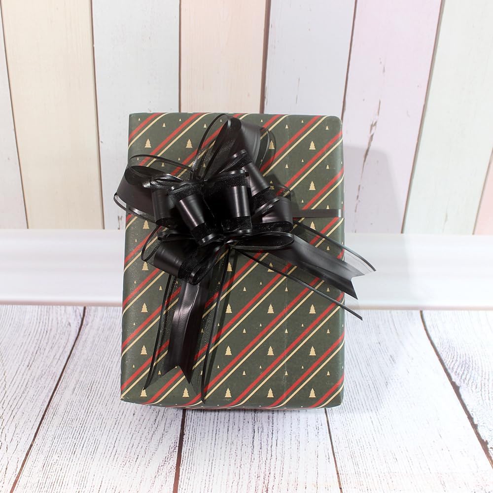 WEWILUCK Large Black Gift Bows - 15PCS Perfect bows for Gift Wrapping, Pull Bows for Man Present