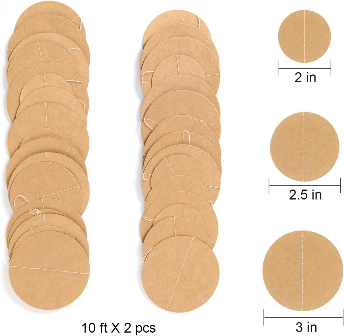WEVEN Kraft Paper Garlands Circle String Decorations Party Streamers Backdrop, 20 Feet