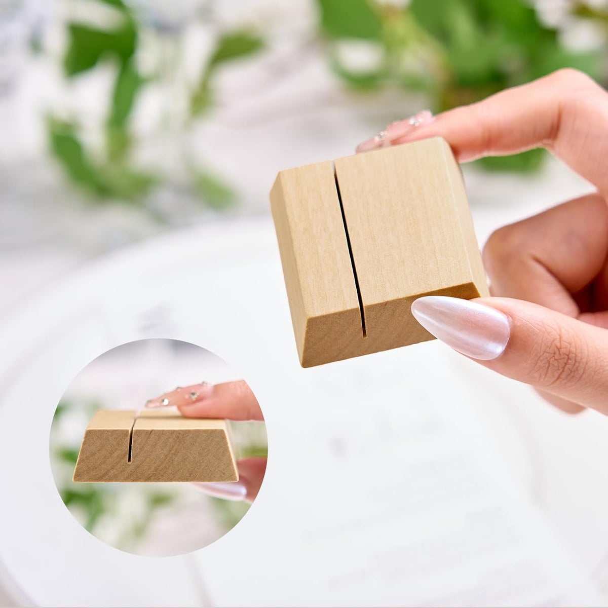 UNIQOOO Elegant Birch Wood Stand |1.2mm Slot, for Wedding Table Number Cardstock, Place Card