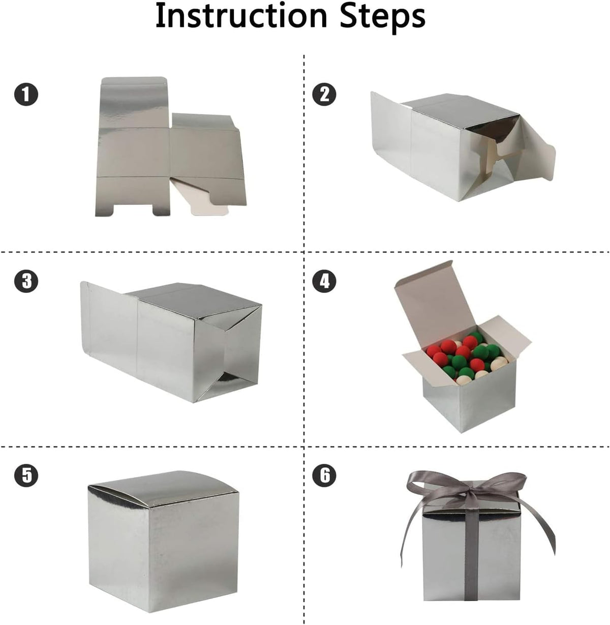 COTOPHER 25pcs Wedding Favor Boxes, Paper Gift Boxes 3x3x3 Inches Small Gift Boxes with Ribbons