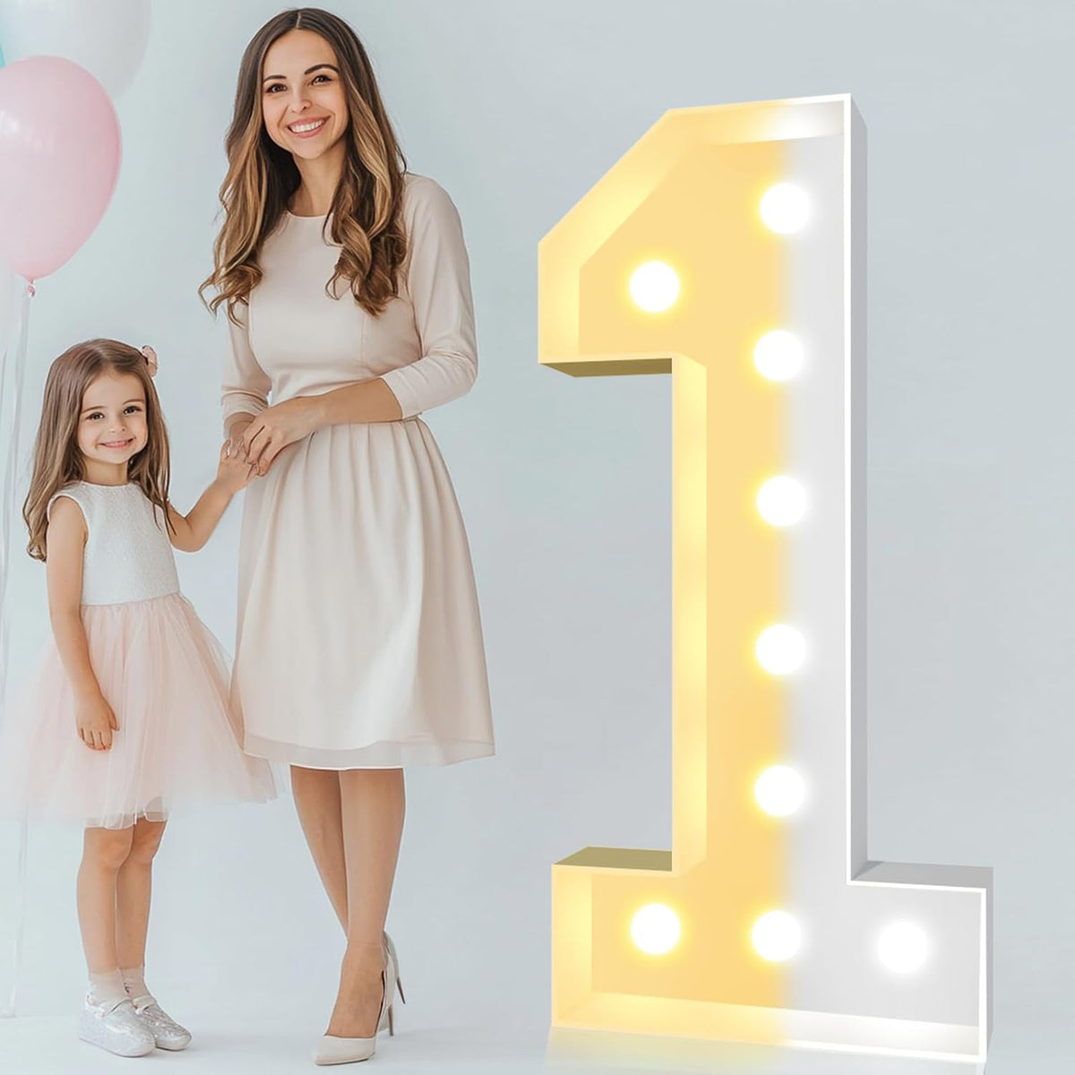 Pooqla 4 FT Light Up Marquee Numbers, Giant Mosaic Light Up Numbers Cool White and Warm White LED