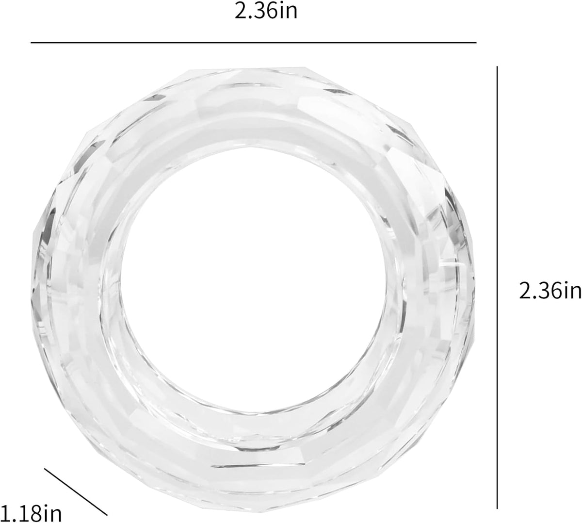 kitCom Crystal Napkin Ring Holders Set of 12, Luxury Crystal Napkin Holder Rings, Diamond-Shaped