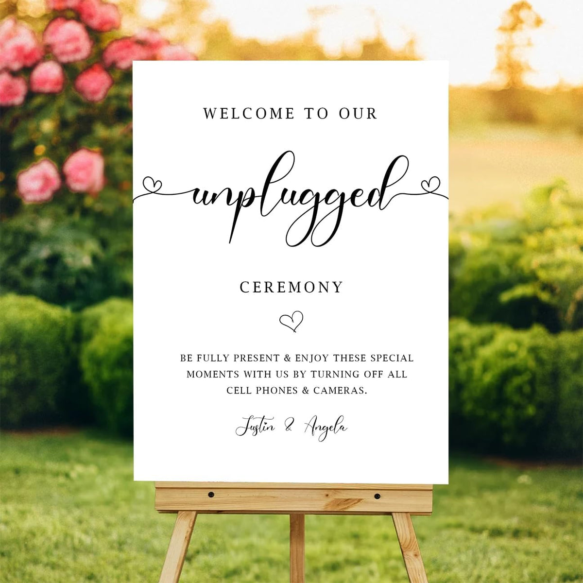Minimalist Unplugged Wedding Ceremony Sign – Simple Elegant Yard Sign for Outdoor Events – Please