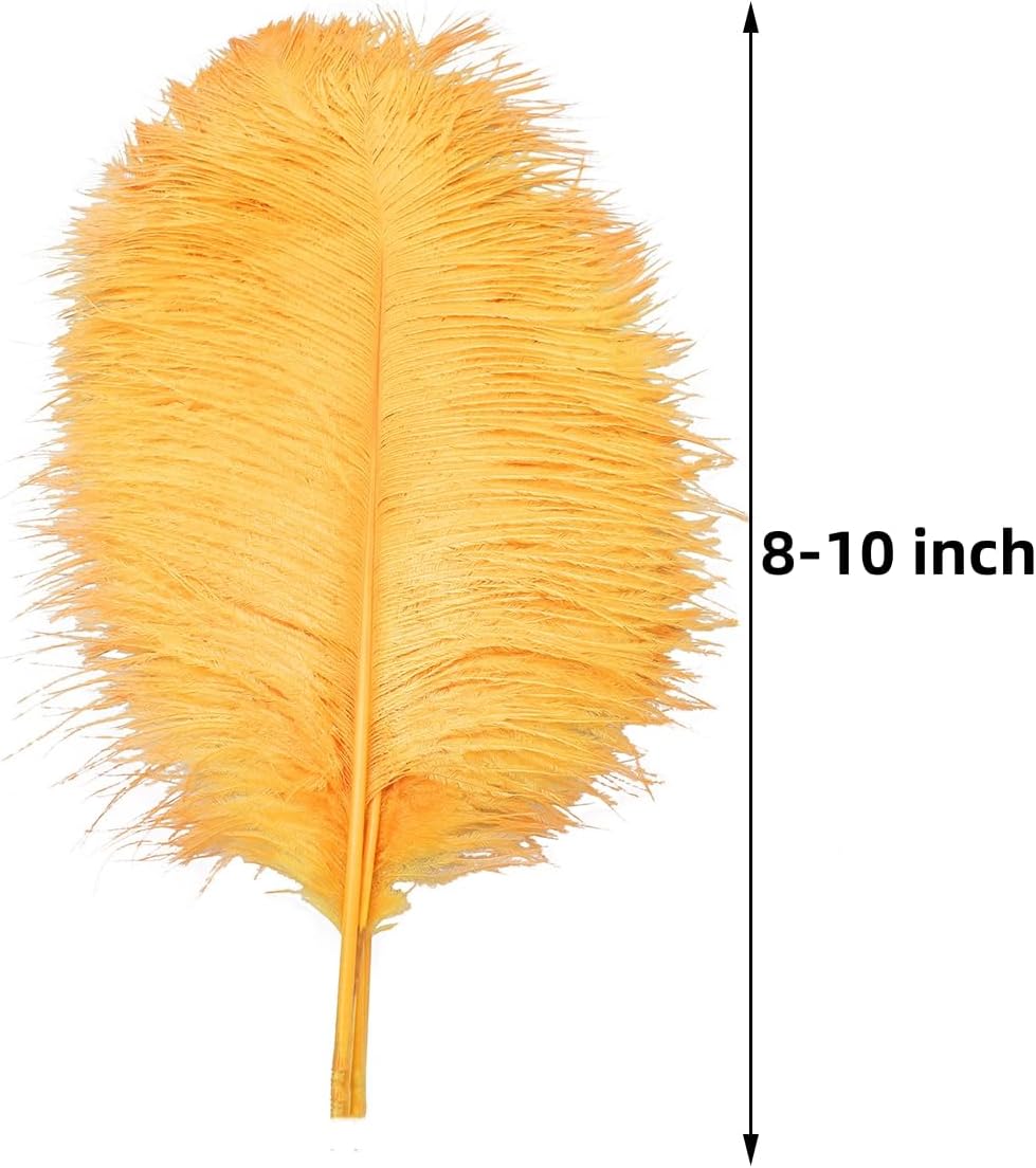 Ballinger Big Gold Ostrich Feathers - 24Pcs 8-10inch Feathers for Crafts,Party Centerpieces Mardi