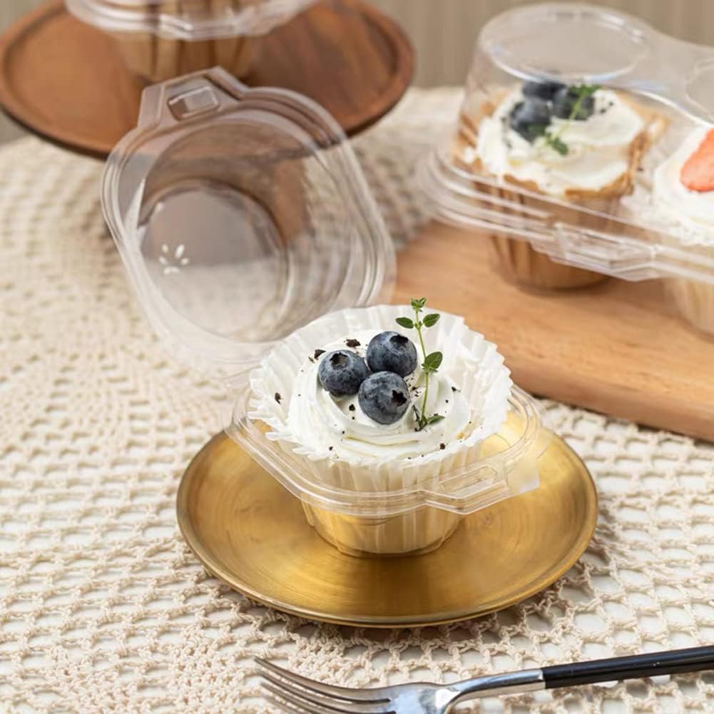 150 Pcs Cupcake Boxes Plastic Individual Cupcake Containers Single Cupcake Carrier with Connected