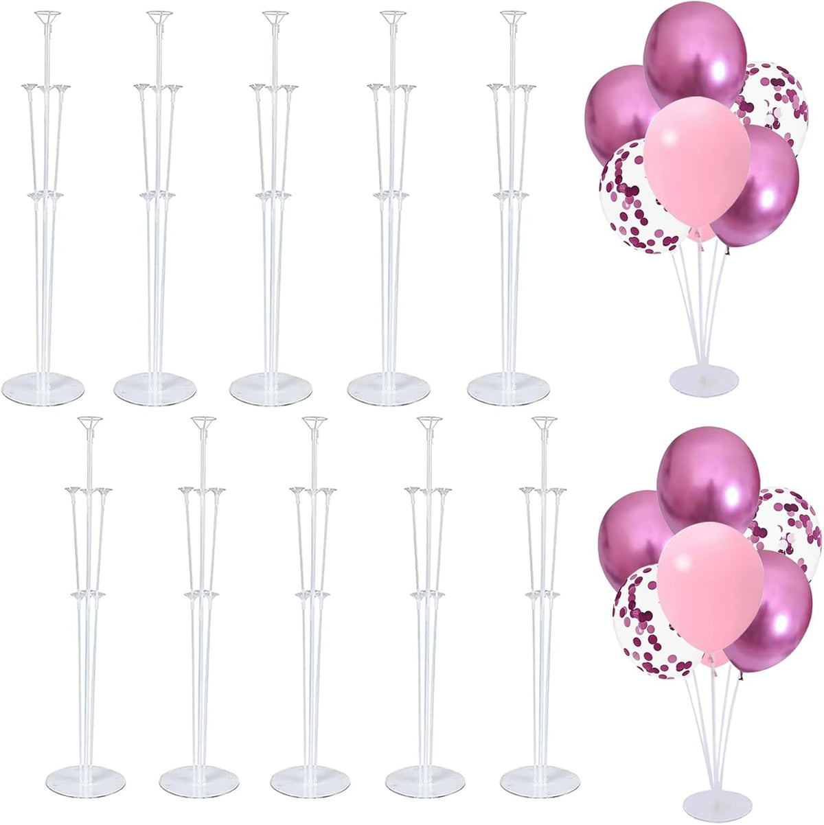 10 Set Balloon Stand Kit - Balloon Sticks With Base for Table Balloon Centerpiece Decorations for