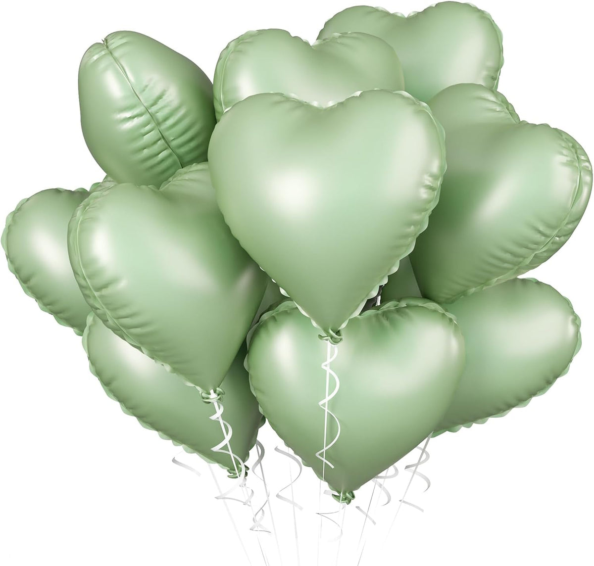 Sage Green Heart Balloon, 10PCS Green Foil Heart Balloons, 18inch Olive Green Heart Shape Balloons