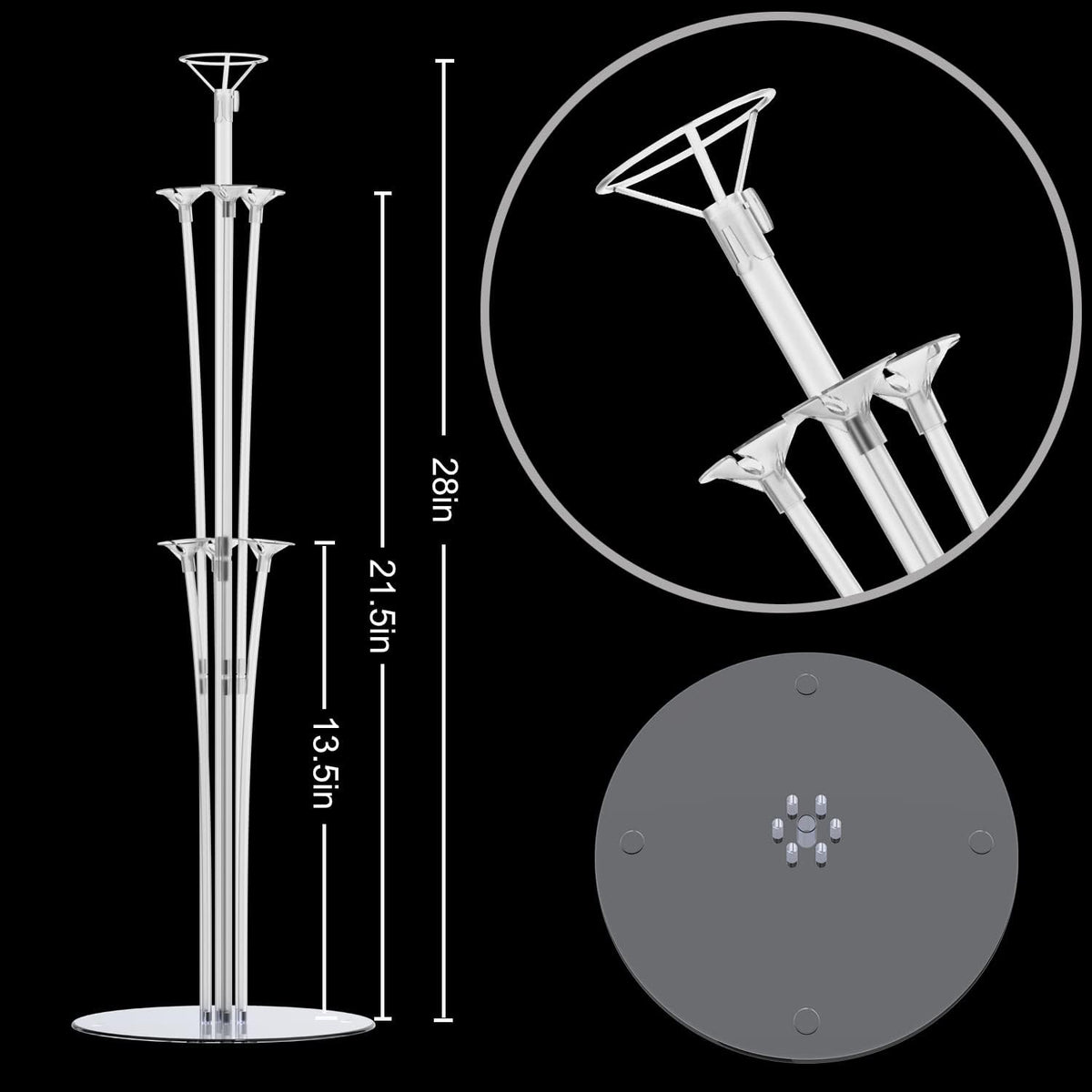 LANGXUN 4 Pack 28" Height Table Balloon Stand Kit for Birthday Party Wedding Decorations, Balloons