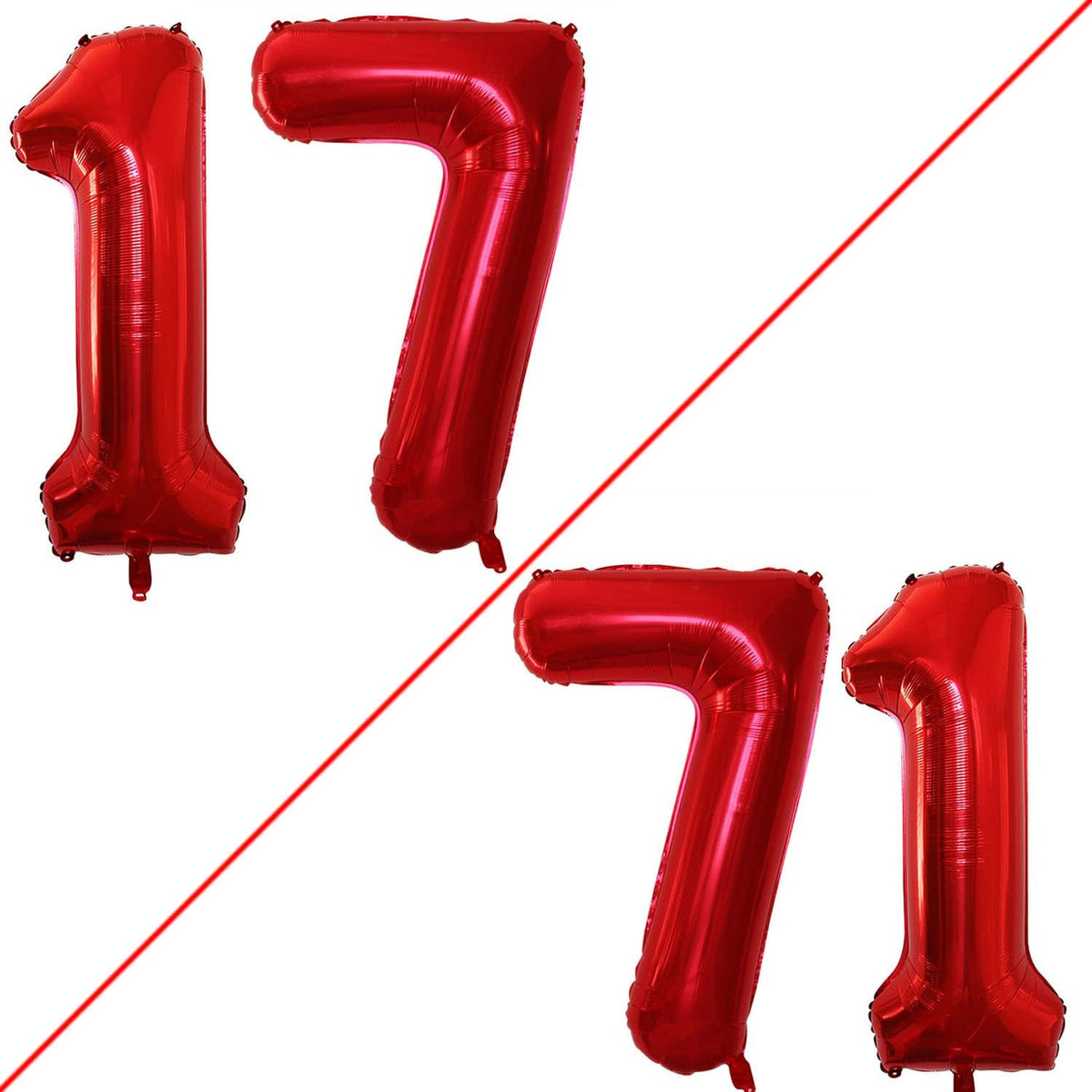 GOER Number 17 Balloons for 17th Birthday Sweet 17 Party Decorations,42 Inch Jumbo Foil Helium 71