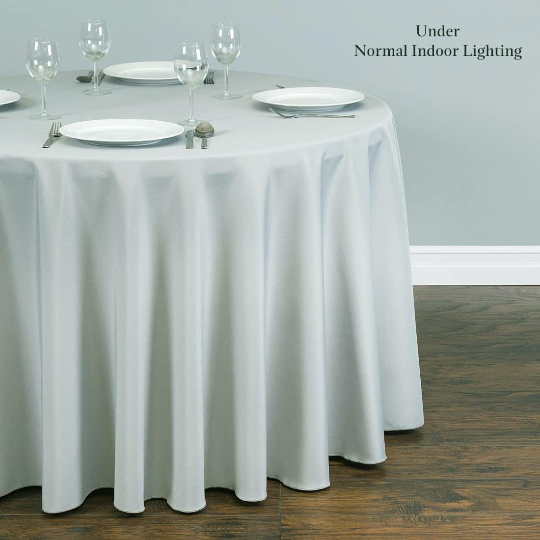 LTC LINENS 10 Pack 108 Inch Round Tablecloths Silver - Bulk for 48 Inch Round Table Floor Length