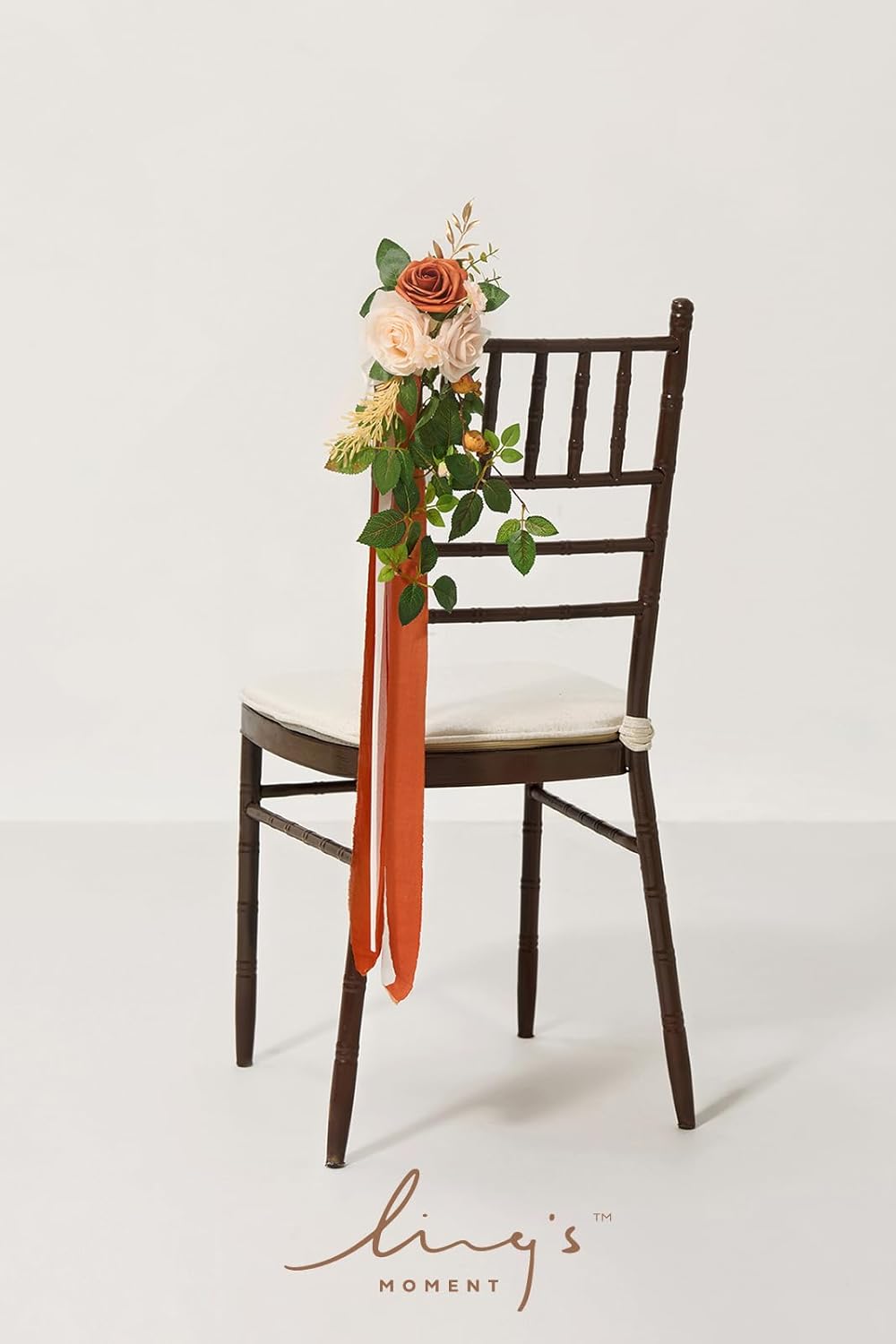 Ling's Moment 8 Wedding Artificial Aisle Pew Flowers Chair Decorations Arrangements With Chiffon