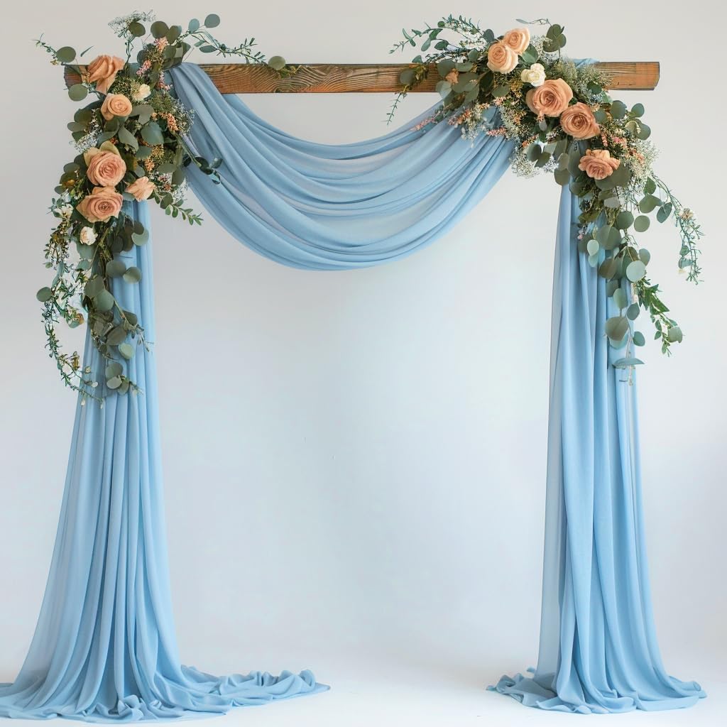 Wokceer Wedding Arch Draping Fabric 28.7" x 20FT Baby Blue Drapes Sheer Fabric Backdrop Arch