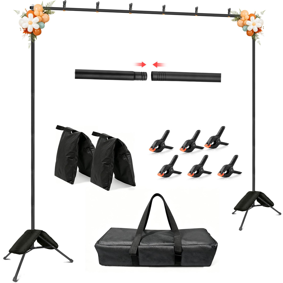 Hemmotop Photo Backdrop Stand 11x10ft, Heavy Duty Background Frame Kit