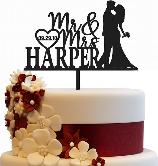 Wedding Cake Toppers- Custom Cake Toppers with Timeless Design- Mr & Mrs Cake Topper to Celebrate