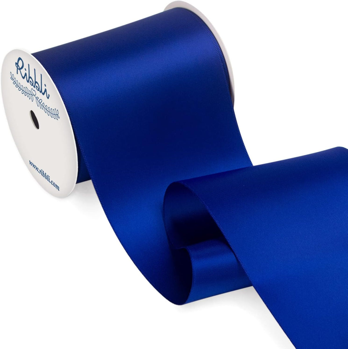 Ribbli Cobalt Blue Satin Ribbon 4 Inch Wide Dark Blue Ribbon for Wedding Chair Sash Grand Opening