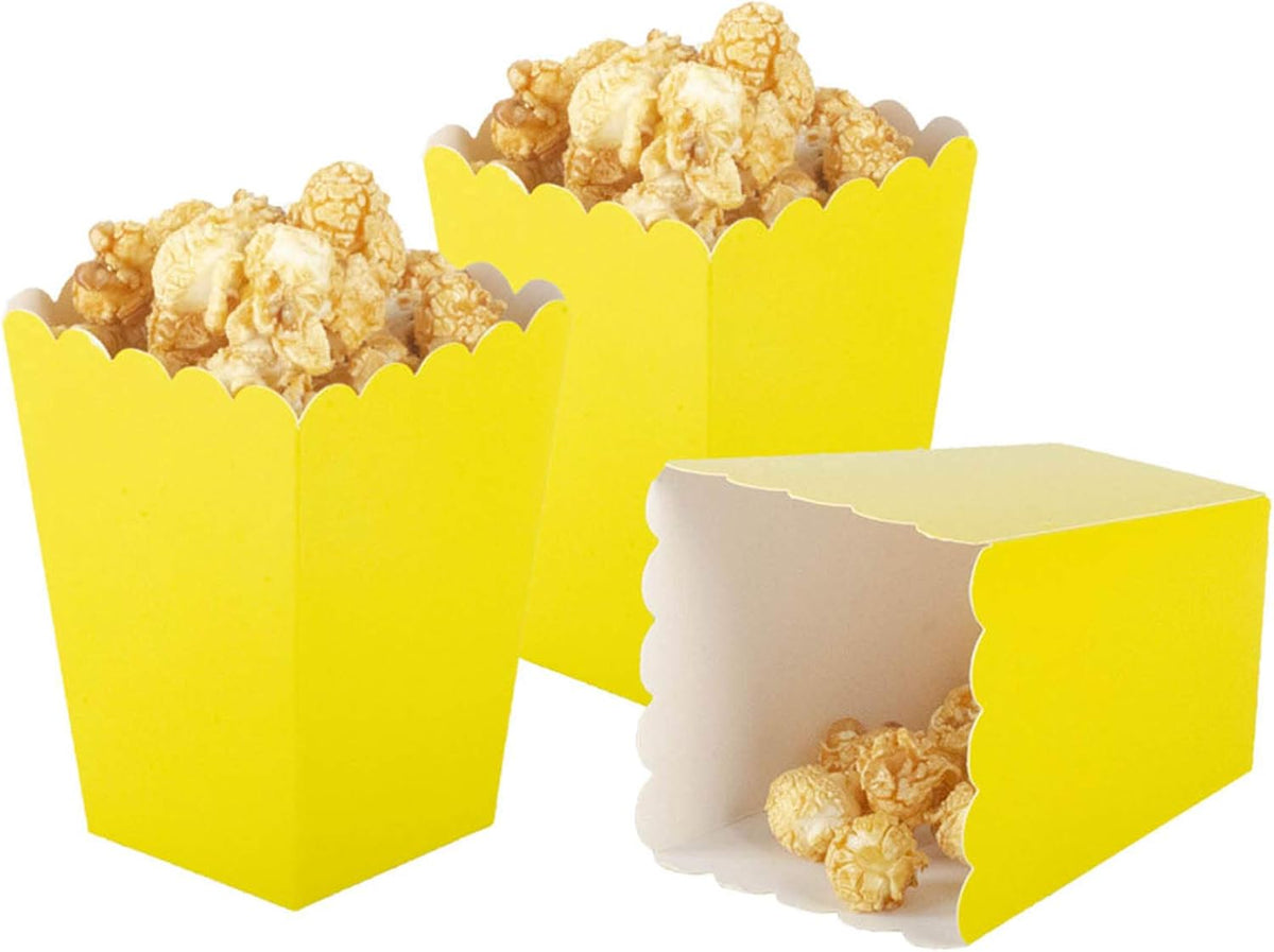 Yellow Popcorn Boxes Mini Paper Popcorn Box Cardboard Popcorn Container for Party, Pack of 12