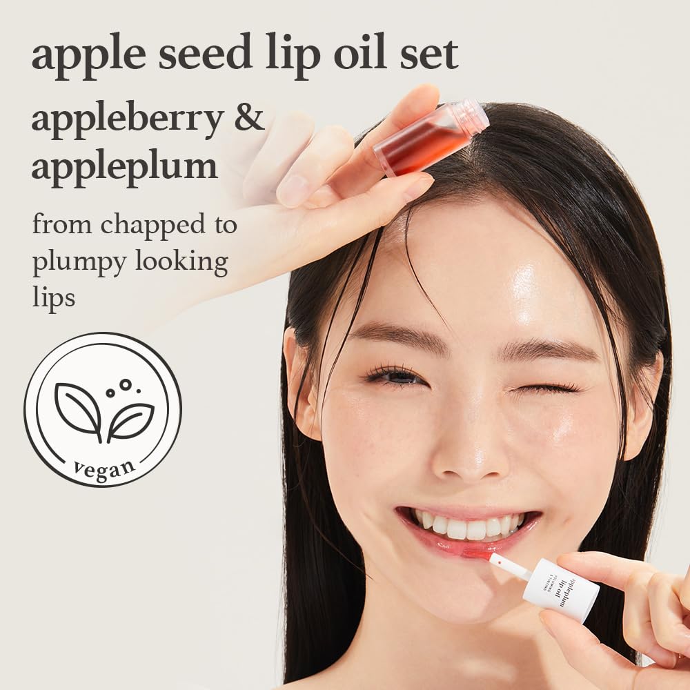 NOONI Korean Lip Oil Set - Appleberry & Appleplum | Long-Lasting, Moisturizing, Plumping