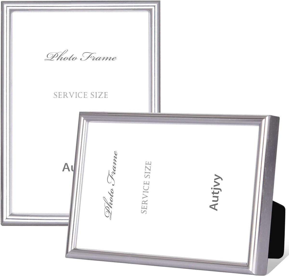 6x8 Picture Frame set of 2 Matte Silver Modern Simple Thin Aluminum Metal Photo Frame with HD Real