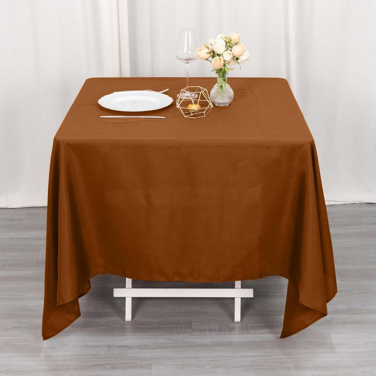 Efavormart 70" Square Linens Cinnamon Brown Wholesale Linens Polyester Square Linen Tablecloth for