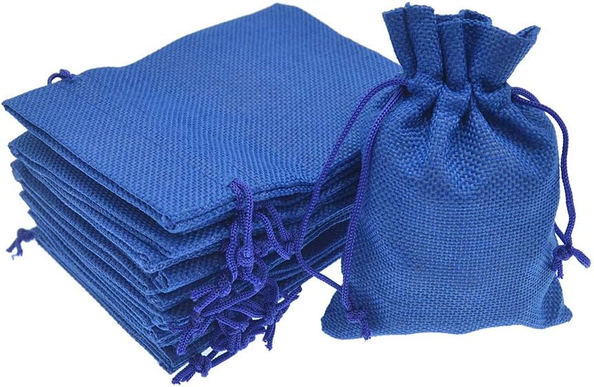 20pcs Burlap Bags with Drawstring 5x7 inch, Royal Blue Gift Bags Bulk Jewelry Pouches Sacks for