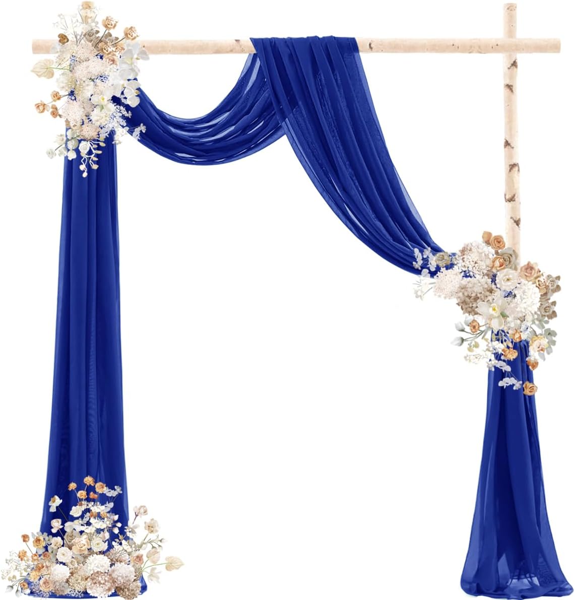 Royal Blue Wedding Arch Draping Fabric 2 Panels 29" x 20 FT Blue Wedding Drapes for Backdrop Sheer