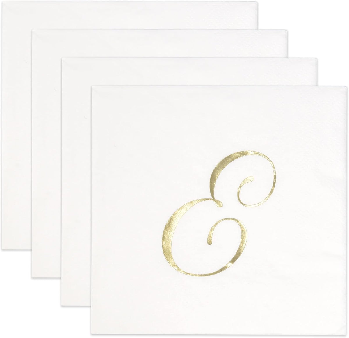 Gift Boutique 100 Gold Monogram Cocktail Napkins Letter E Disposable Paper Hand Towels for Bathroom