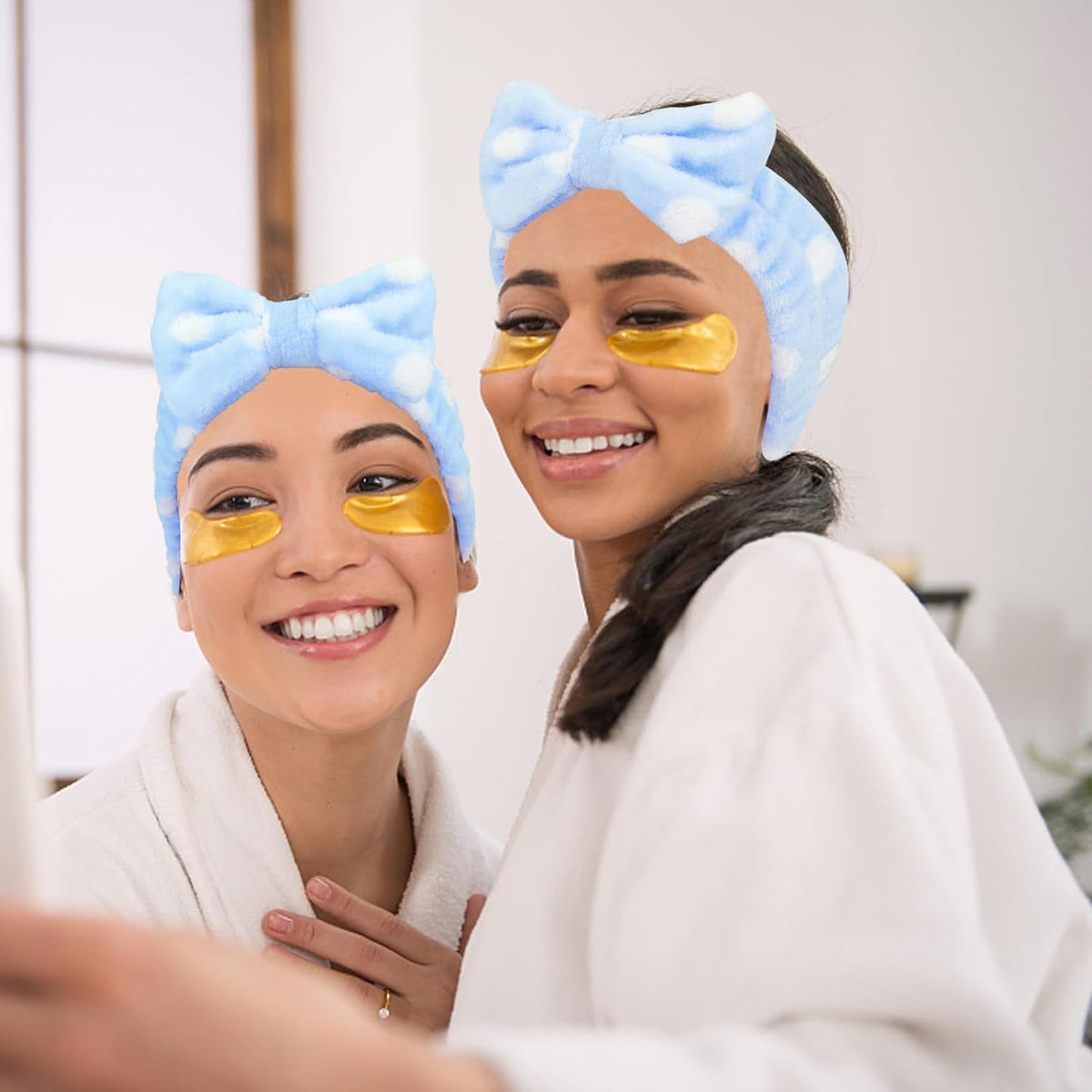 Semato 8 Pcs Blue Dot Bachelorette Party Favor Set Bridesmaid Headband Skincare Headbands for Women