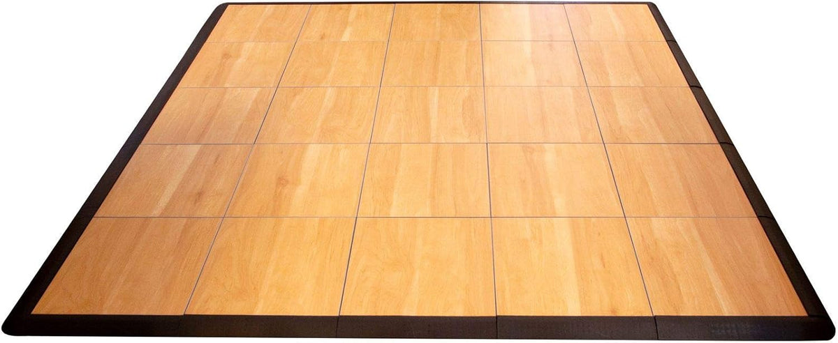 Big Floors 5X5MAPLEFLOOR Interlocking Lightweight Plastic Modular Dance Floor Kit (5' x 5'), Maple