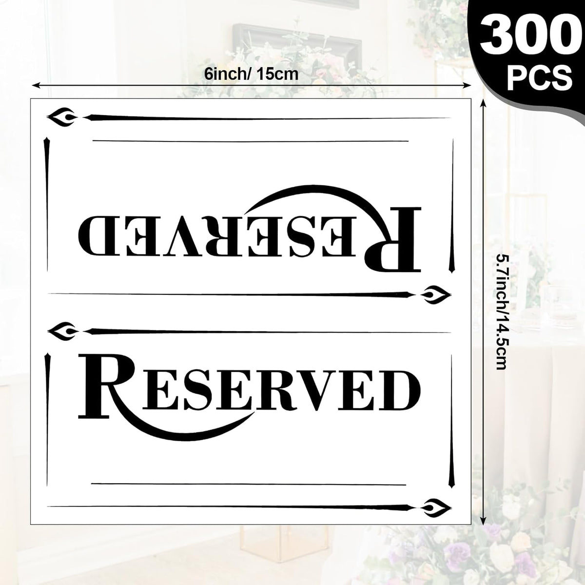 300 Pcs Paper Table Reserved Sign with Name Line Reserved Seating Signs Bulk Double Sided Signs for