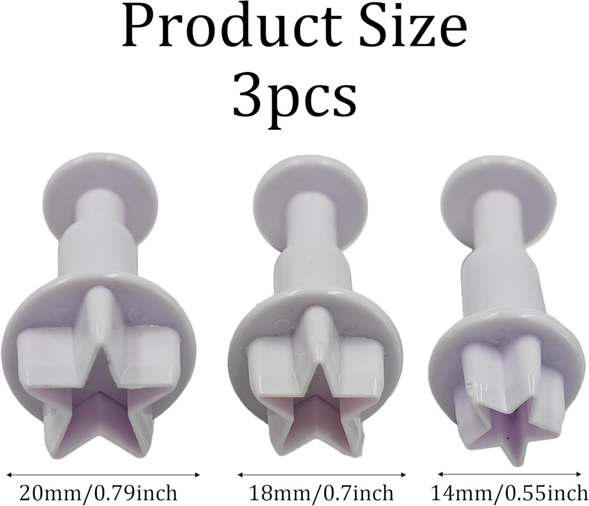 pson 3Pcs Plunger Cookie Cutter Set, Mini Plastic Biscuit Molds for Cake Decorating, Baking