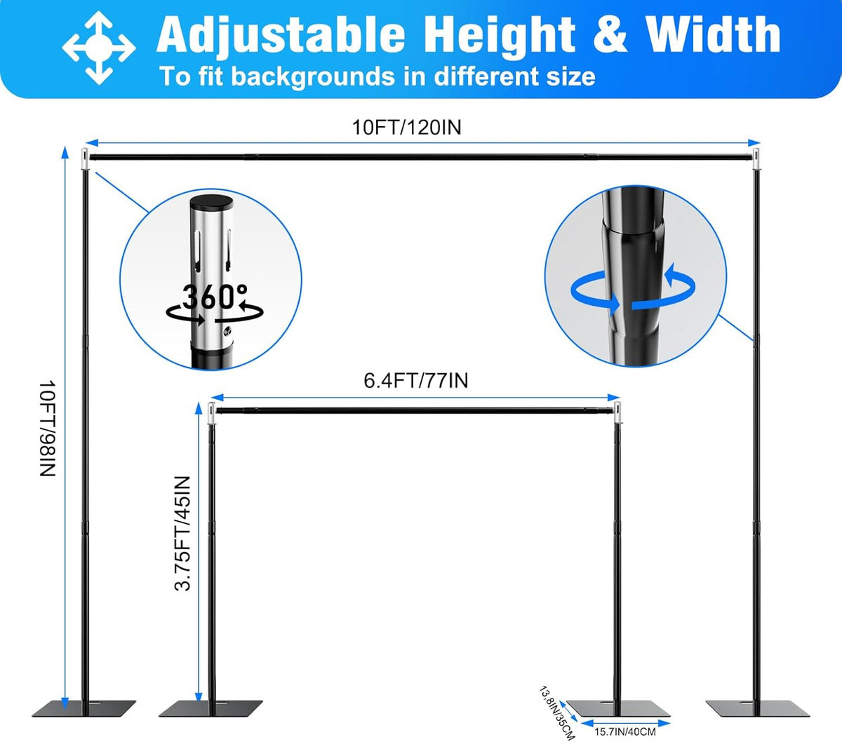 Pipe and Drape Backdrop Stand Kit Backdrop Stand For Parties 10x10 FT Adjustable Photo Backdrop