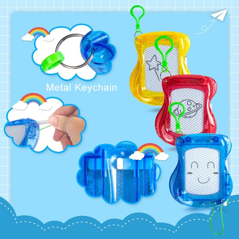8 Mini Magnetic Drawing Board with Metal Keychain Party Favors for Kids Goodie Bag Stuffers