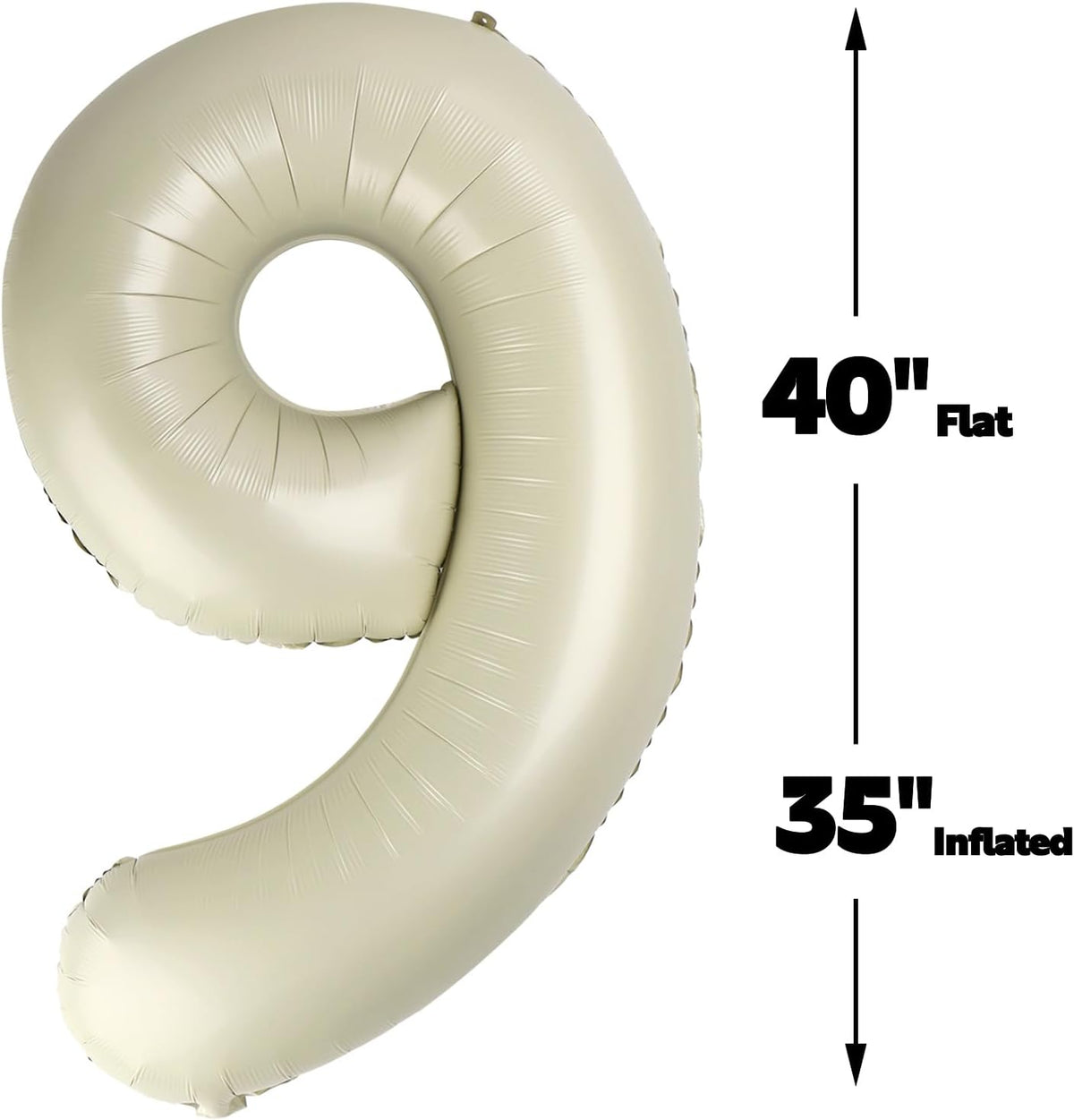40 Inch Big Cream White 9 Balloon Number, Jumbo Giant Happy 9th 19 29 39 49 99 Birthday Party