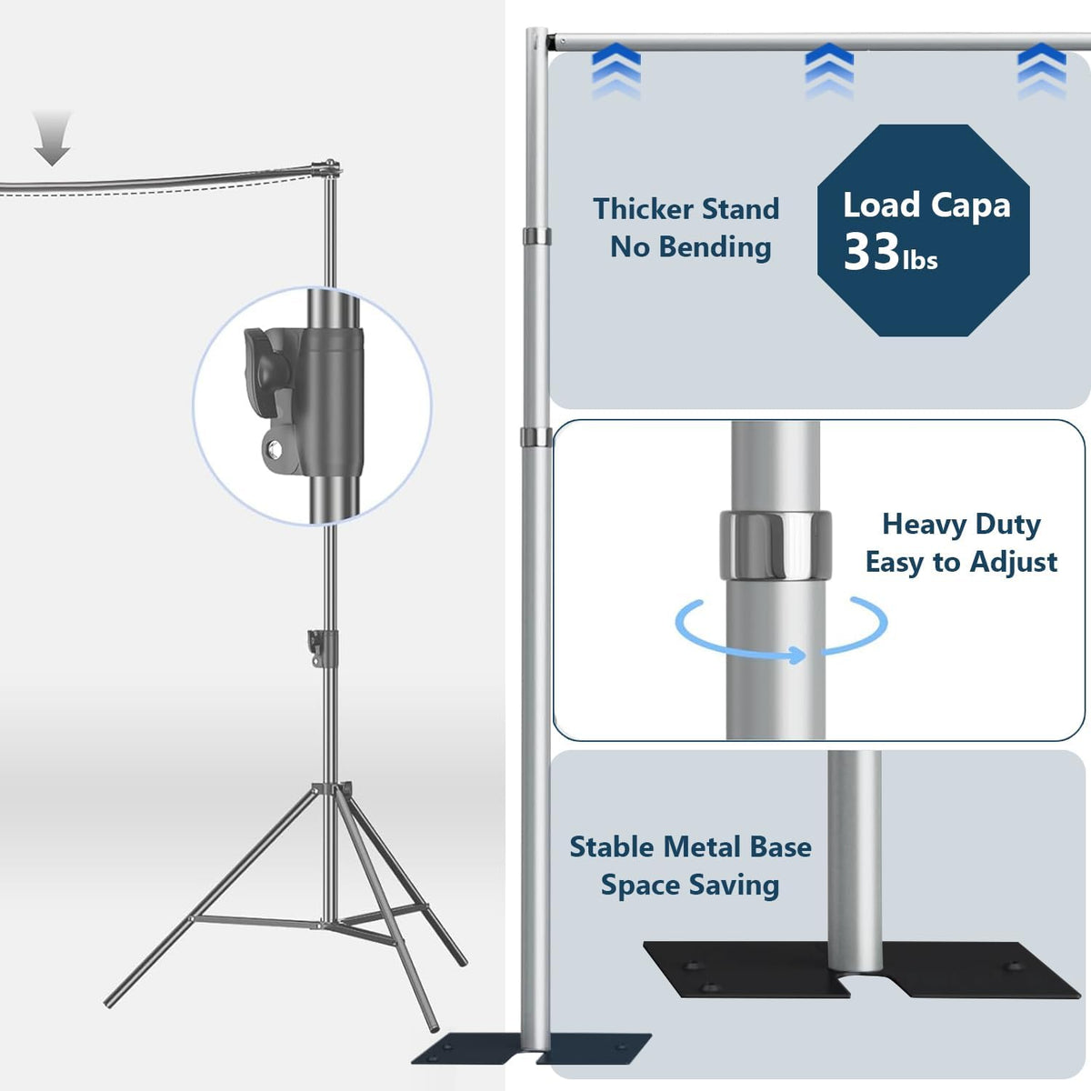 SLOW DOLPHIN 10x 10ft Pipe and Drap Backdrop Stand Kit,Heavy Duty Adjustable Frame Backdrop Stand