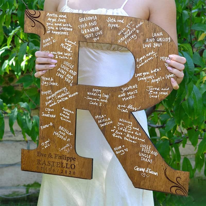 Personalized Wedding Guest Book Sign Custom Letter Name Date Rustic Wedding Guest Book Alternative