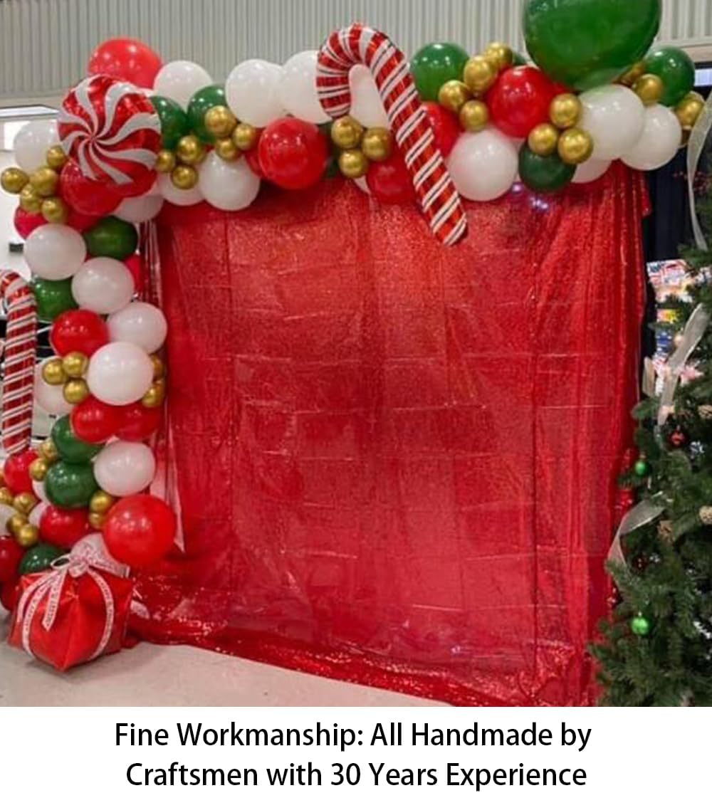 ShinyBeauty Sequin Backdrop Red 10X10FT for Photography, Wedding, Baby Birthday, Photo Booth