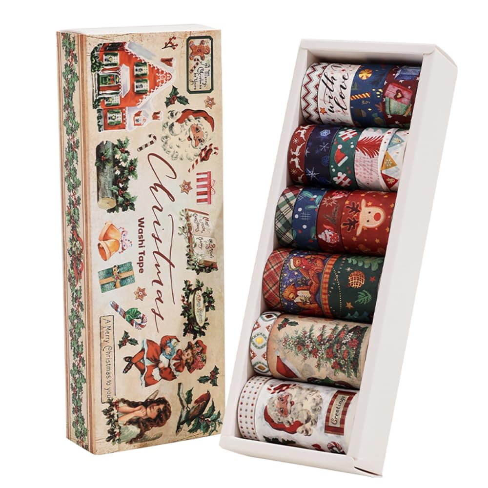 20 Rolls Christmas Theme Washi Tape Set, Writable Decorative Tapes for Scrapbooking, Bible