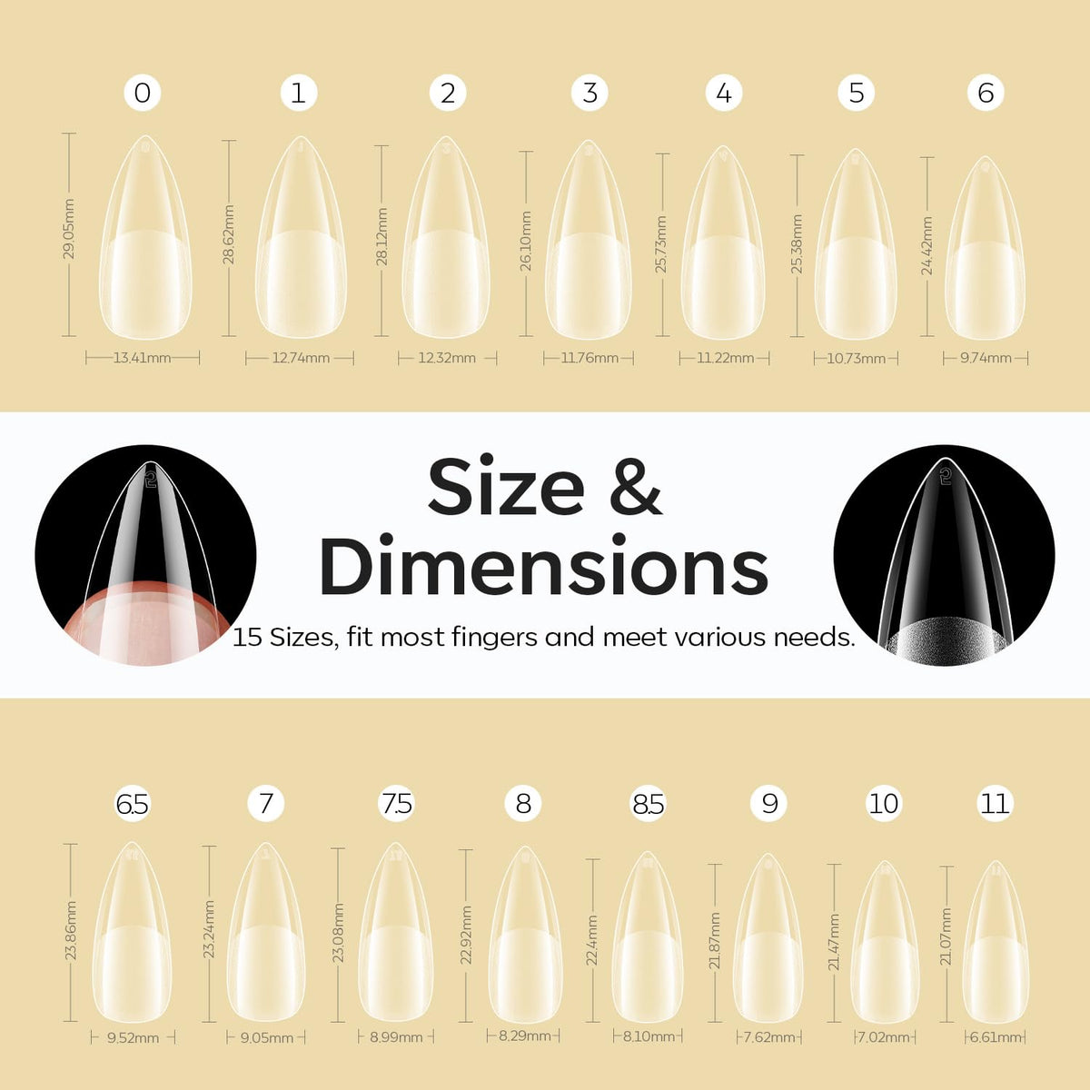 Modelones Medium Stiletto Fake Nail Tips - 510Pcs Gel Tips Pre-shaped Half Matte Full Cover Clear