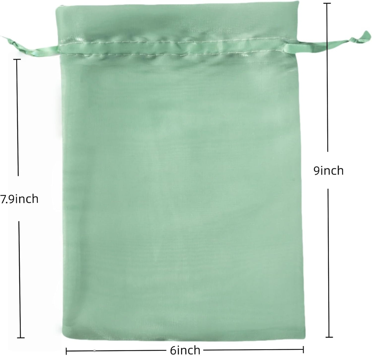 QIANF 20 Pcs Sage Green Small Organza Bags 6X9 inch for Wedding Favors with Drawstring, Mini Mesh