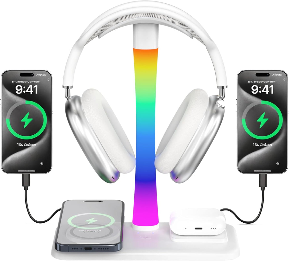 Headphone Stand with Wireless Charger,Gaming Headset Stand with RGB Light Mode,Airpod Max Stander