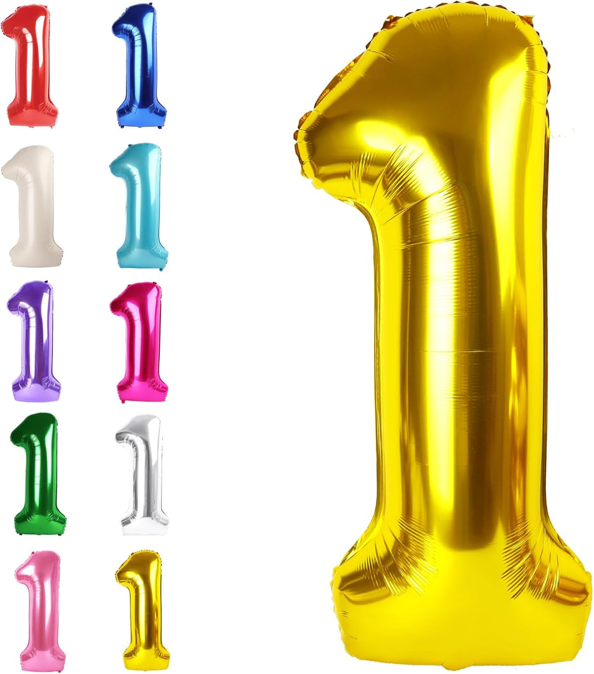 Gold Number 1 Balloon 40 inch, Number 1 Birthday Balloons for Boy Girl, Gold Foil One Balloon for